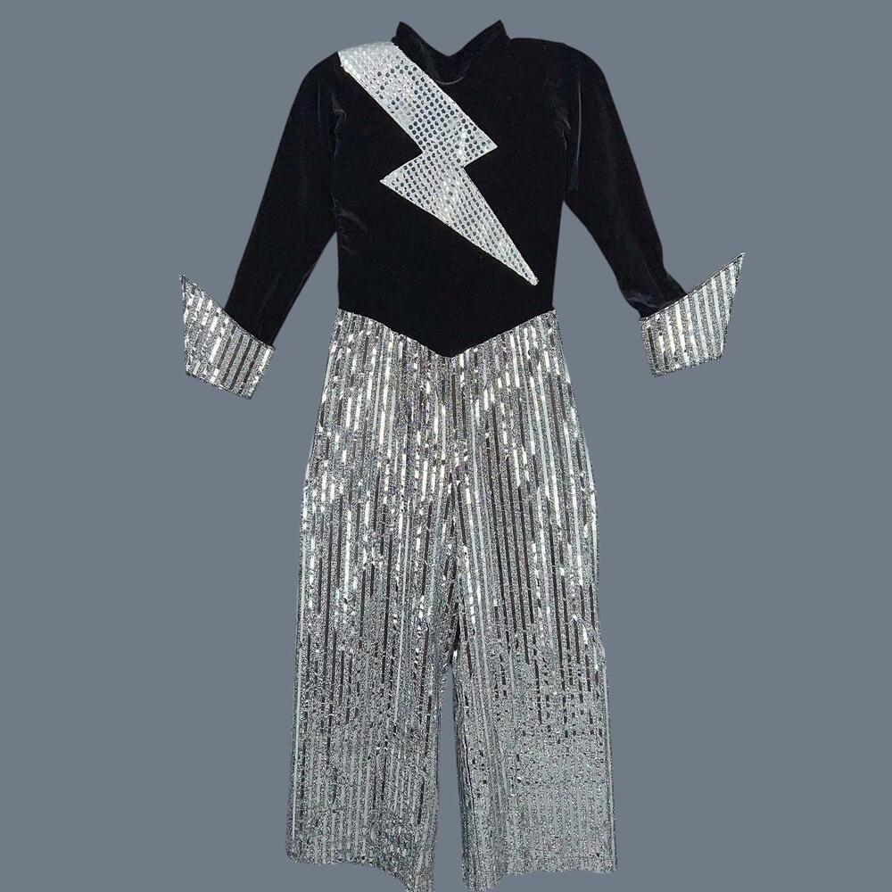 Vintage Disco Lightning Bolt Jumpsuit One Piece Small